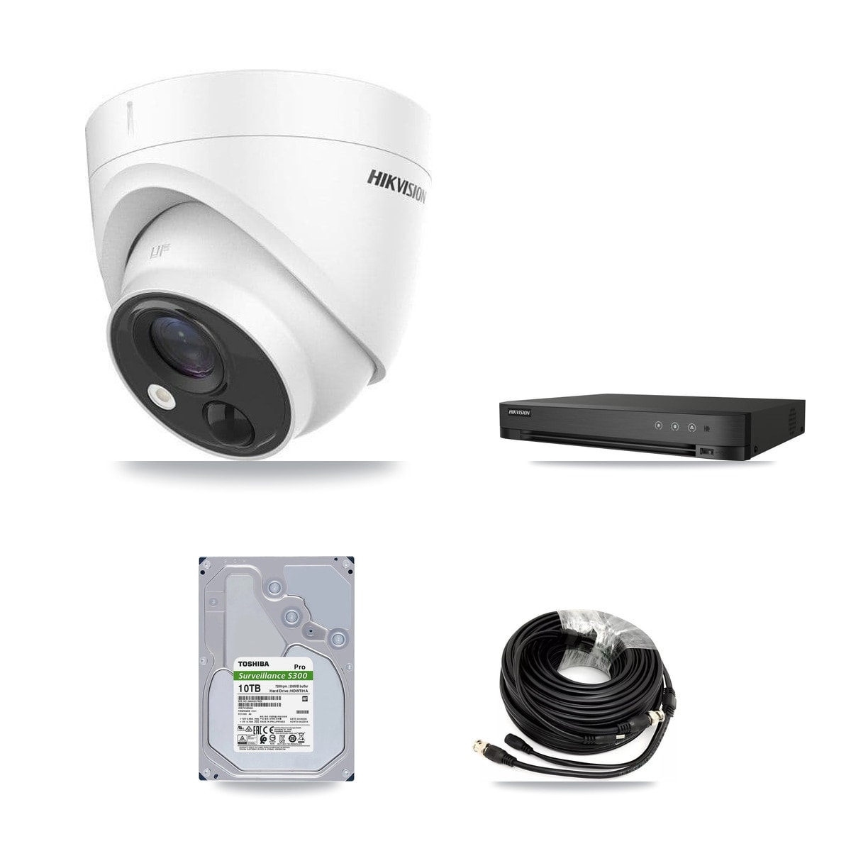 Hikvision 4-Channel 5MP CCTV Kit — 4 DS-2CE71H0T Turret Cameras + 10TB Recording - Image 1