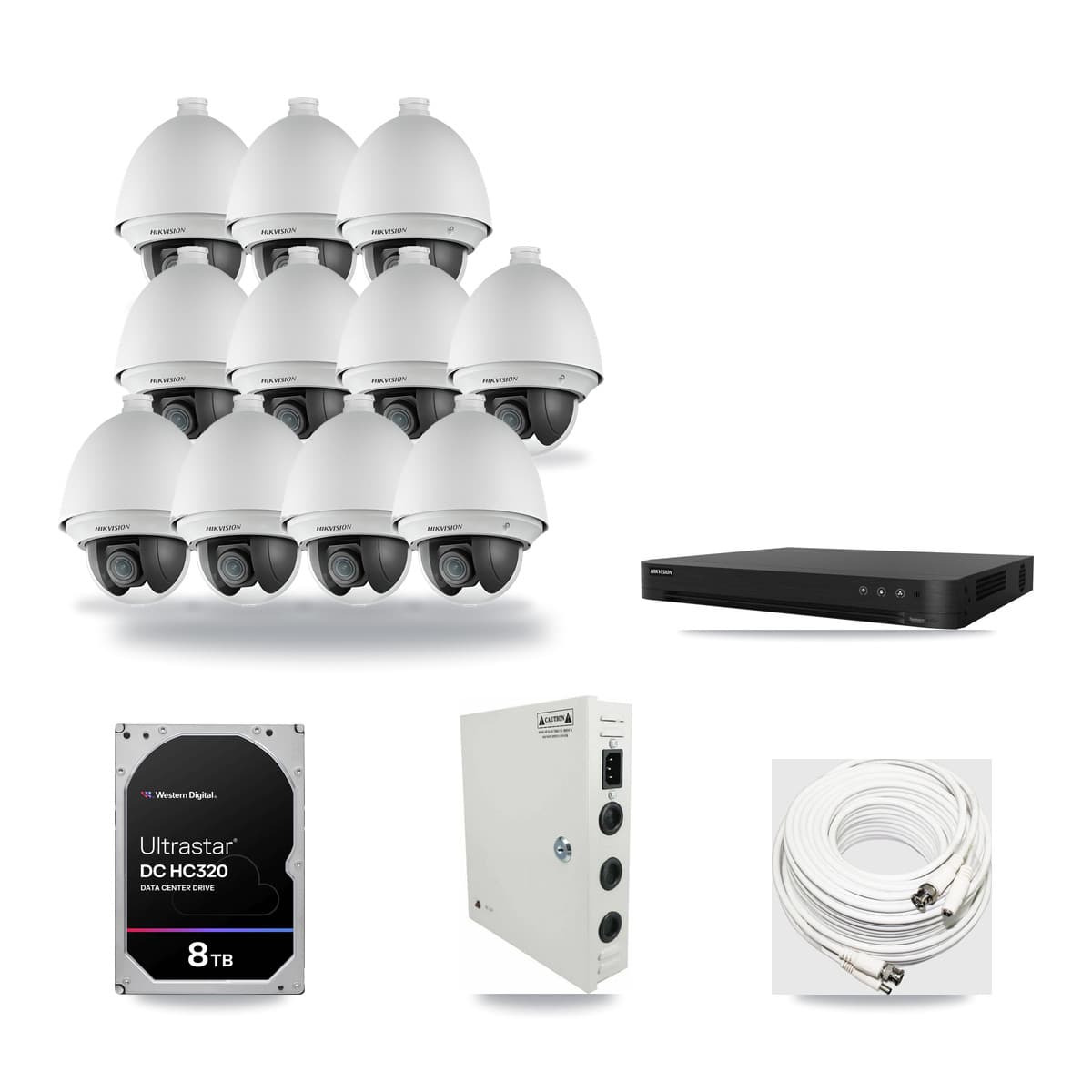 Hikvision 16-Channel 2MP CCTV Kit — 11 DS-2AE4225T PTZ Cameras + 8TB Recording (DS-7216HGHI Recorder) - Image 1