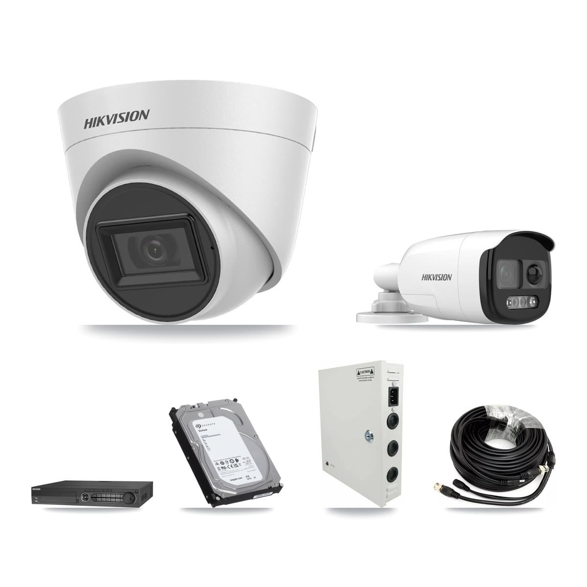Hikvision 32-Channel 5MP CCTV Kit — 10 Bullet + 22 White Turret Cameras + 3× 6TB Recording