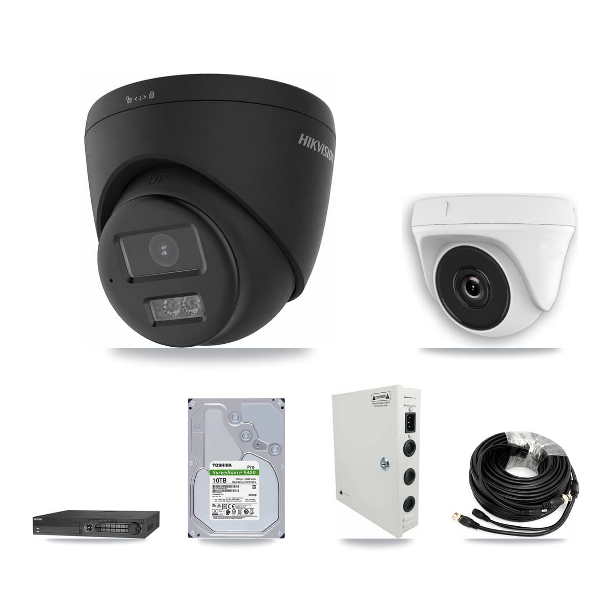 Hikvision 32-Channel 2MP – 4K CCTV Kit — 31 Black 4K Turret + 1 White 2MP Dome Cameras + 2× 10TB Recording - Image 1