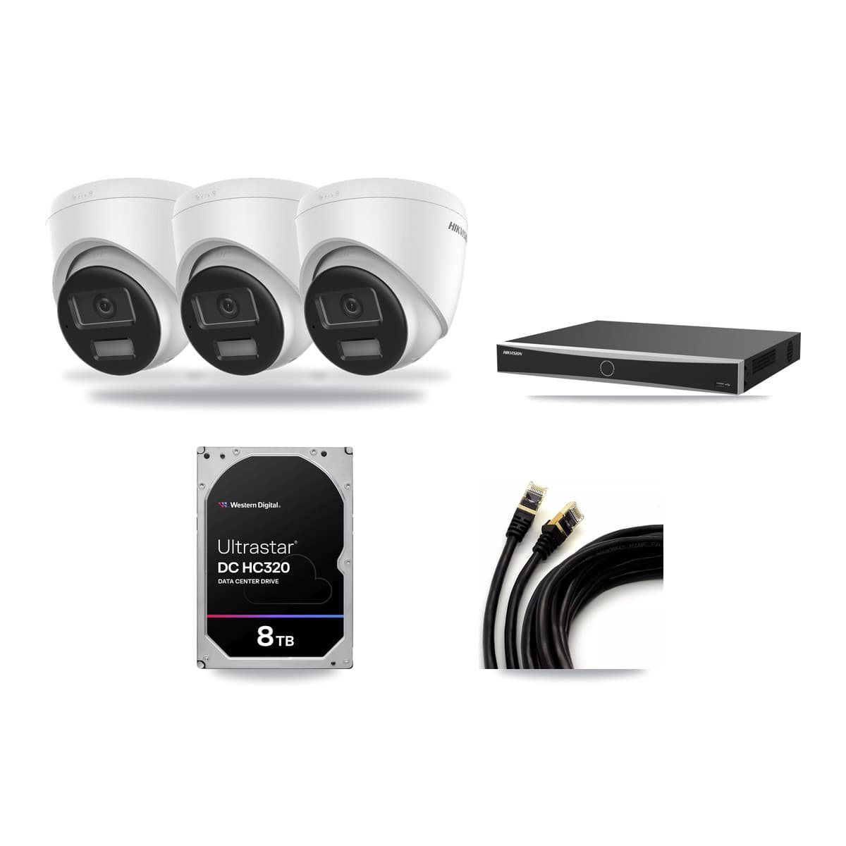 Hikvision 16-Channel 4K CCTV Kit — 3 DS-2CD1383G2-LIU Turret Cameras + 8TB Recording (DS-7616NXI-K2/16P(E) Recorder) - Image 1