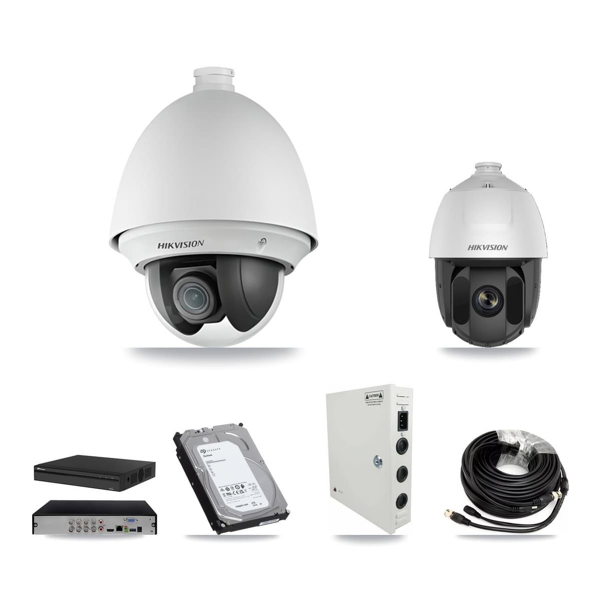 Hikvision & Prolux 8-Channel 2MP CCTV Kit — 7 DS-2AE4225T + 1 DS-2AE5225TI PTZ Cameras + 6TB Recording (PXD-5108HS Recorder)