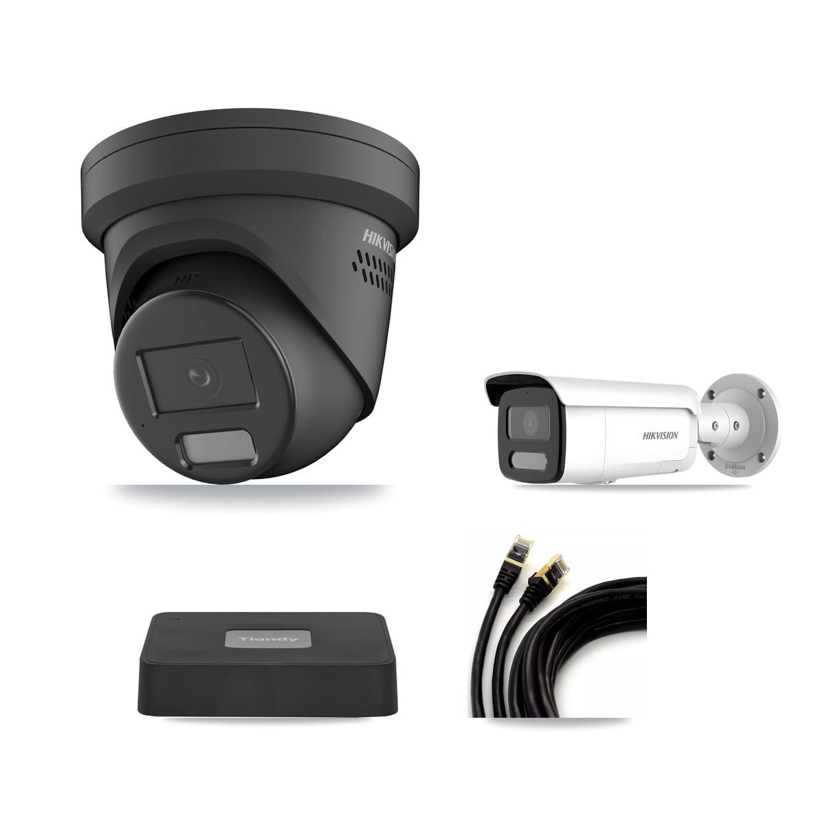 Hikvision & Tiandy 4-Channel 4MP CCTV Kit — 1 Black Turret + 1 Bullet Cameras + 3TB Recording - Image 1