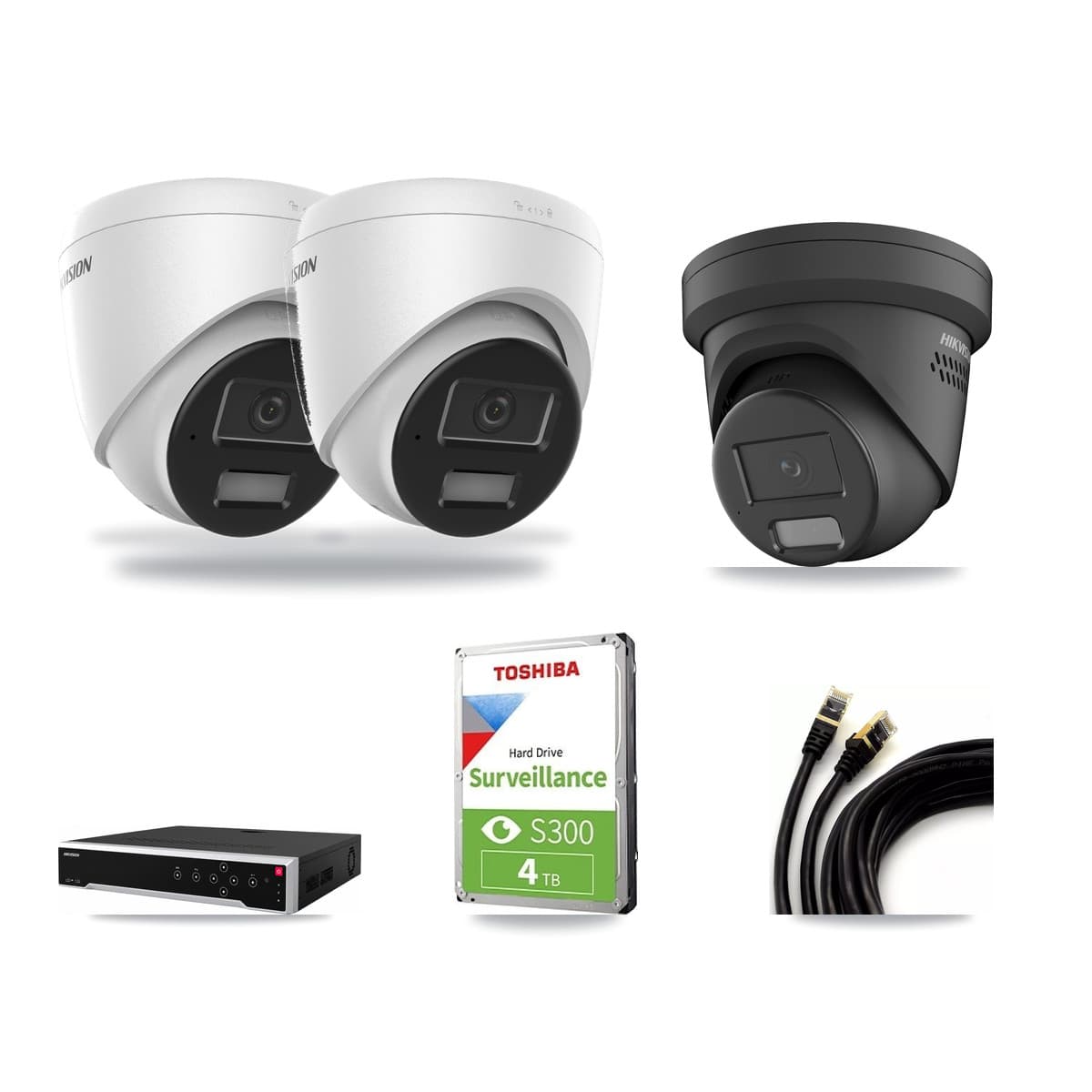 Hikvision 32-Channel 4MP CCTV Kit — 2 DS-2CD1343G2 + 1 DS-2CD2347G2 Turret Cameras + 4TB Recording - Image 1