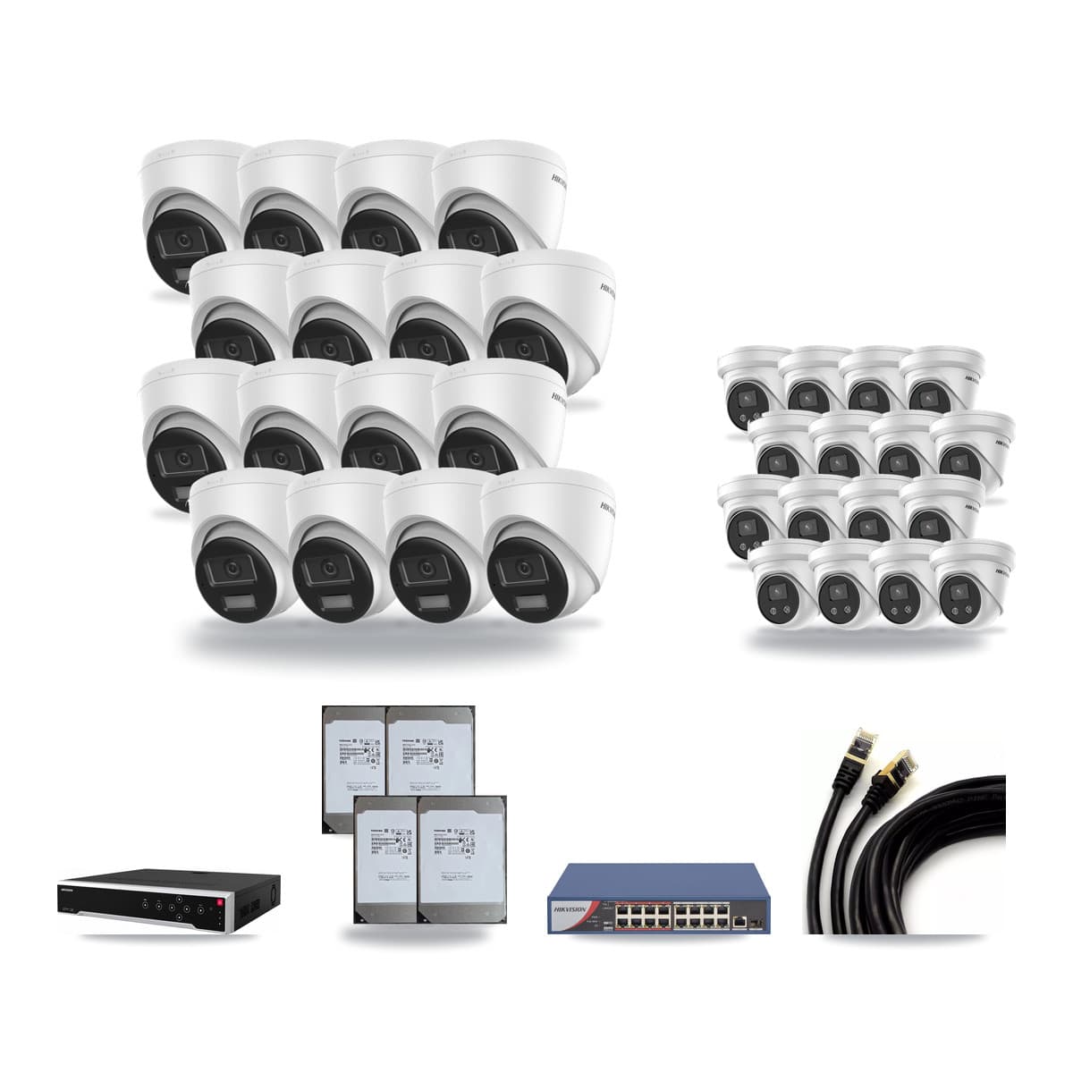 Hikvision 32-Channel 5MP – 4K CCTV Kit — 16 4K + 16 5MP Turret Cameras + 4× 14TB Recording - Image 1