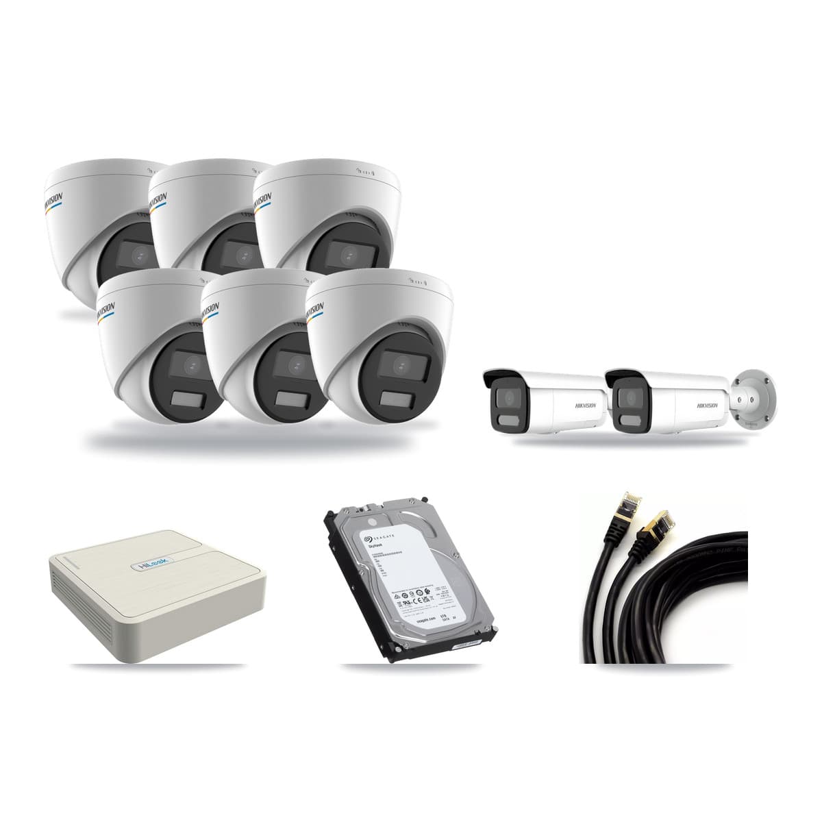 Hikvision & HiLook 8-Channel 2MP – 4MP CCTV Kit — 6 2MP Turret + 2 4MP Bullet Cameras + 6TB Recording (NVR-108H-D Recorder) - Image 1