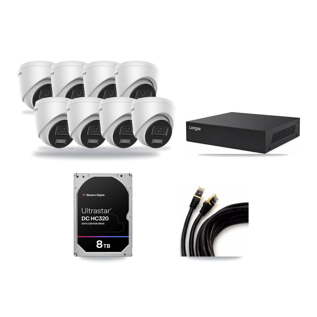 Hikvision & Longse 8-Channel 4MP CCTV Kit — 8 DS-2CD1343G2 Turret Cameras + 8TB Recording - Image 1