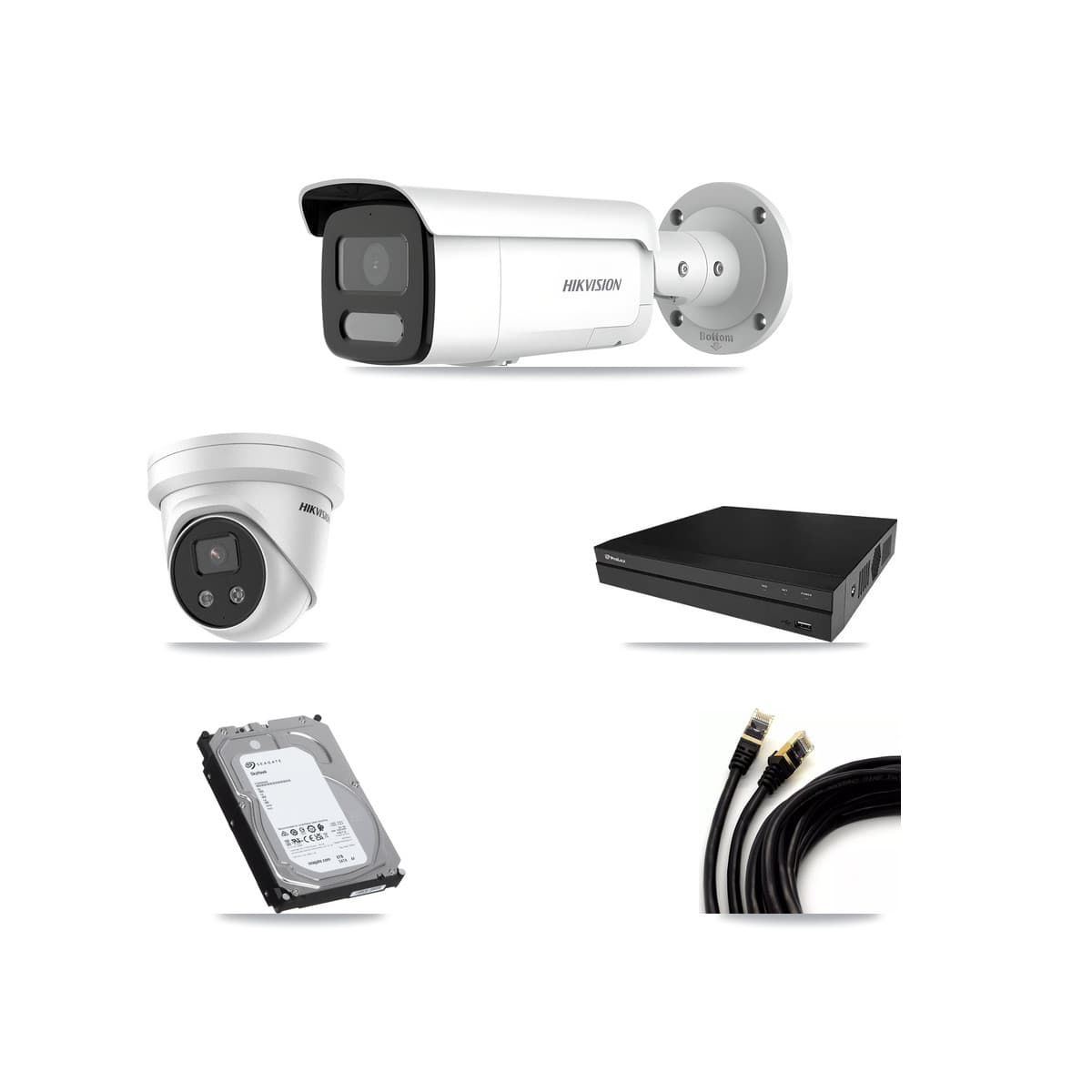 Hikvision & Prolux 8-Channel 4MP – 5MP CCTV Kit — 3 4MP Bullet + 1 5MP Turret Cameras + 6TB Recording