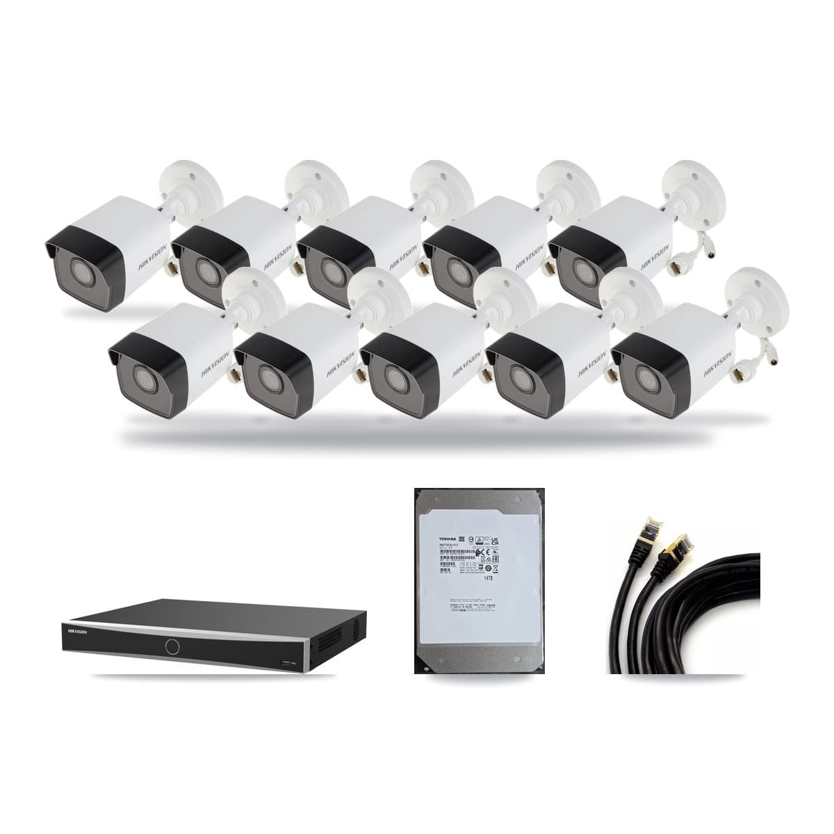 Hikvision 16-Channel 5MP CCTV Kit — 10 Bullet Cameras + 14TB Recording (DS-7616NXI Recorder) - Image 1