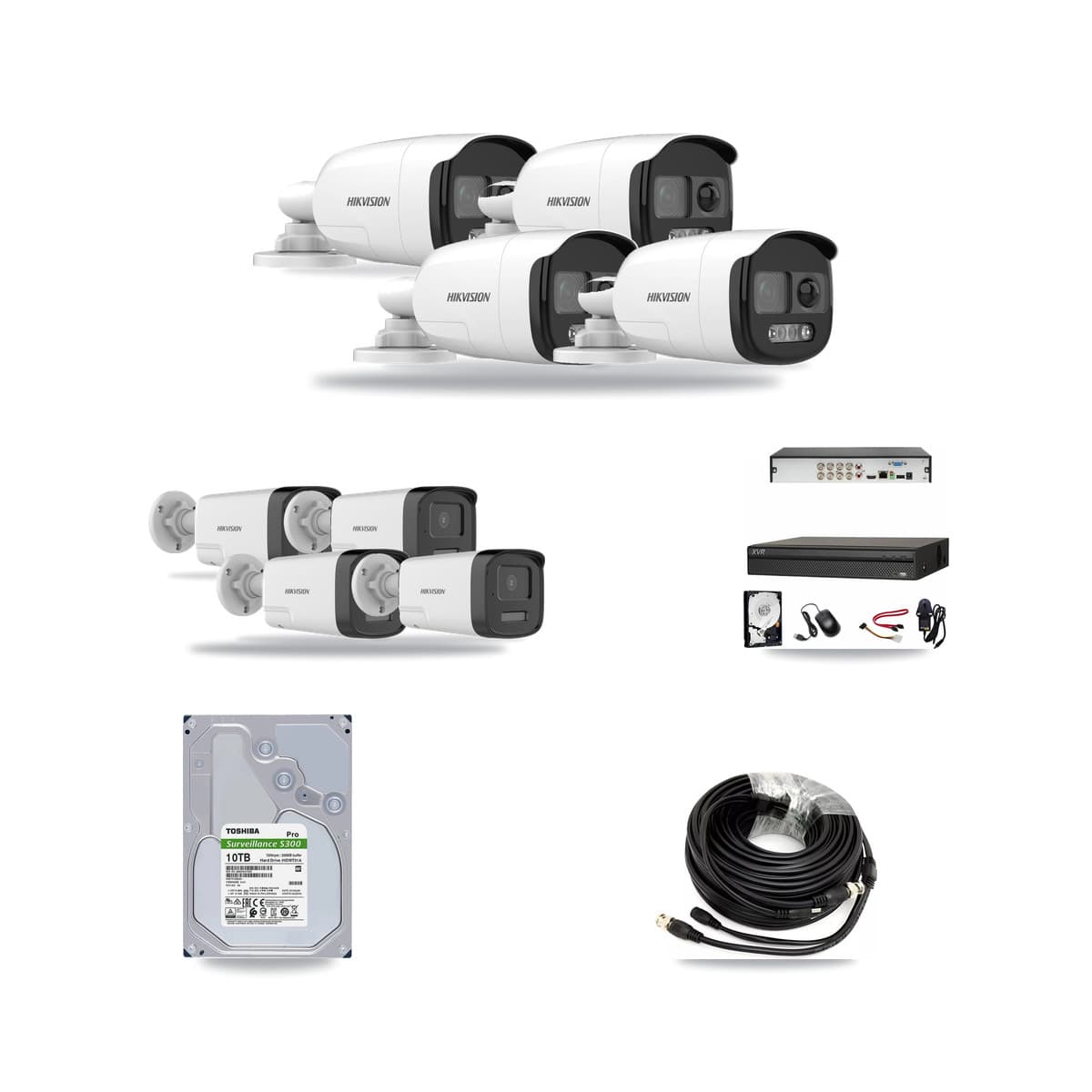 Hikvision & Dahua 8-Channel 5MP CCTV Kit — 4 DS-2CE12KF3T + 4 DS-2CE17K0T Bullet Cameras + 10TB Recording - Image 1