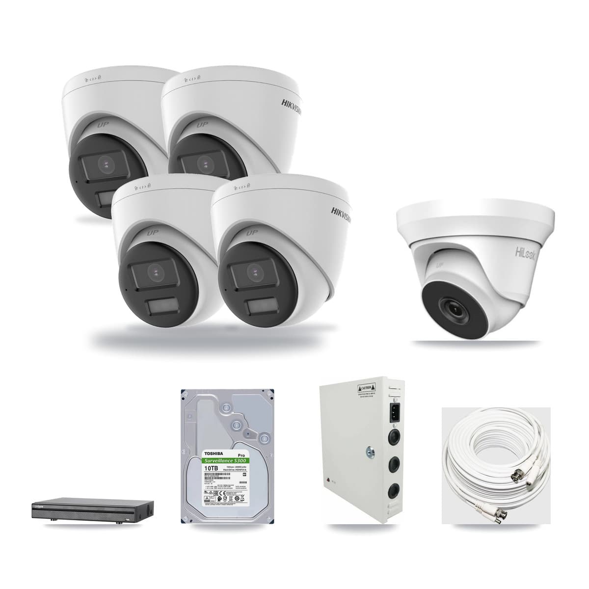 8-Channel 4MP – 4K CCTV Kit — 4 4K + 1 4MP Turret Cameras + 10TB Recording - Image 1