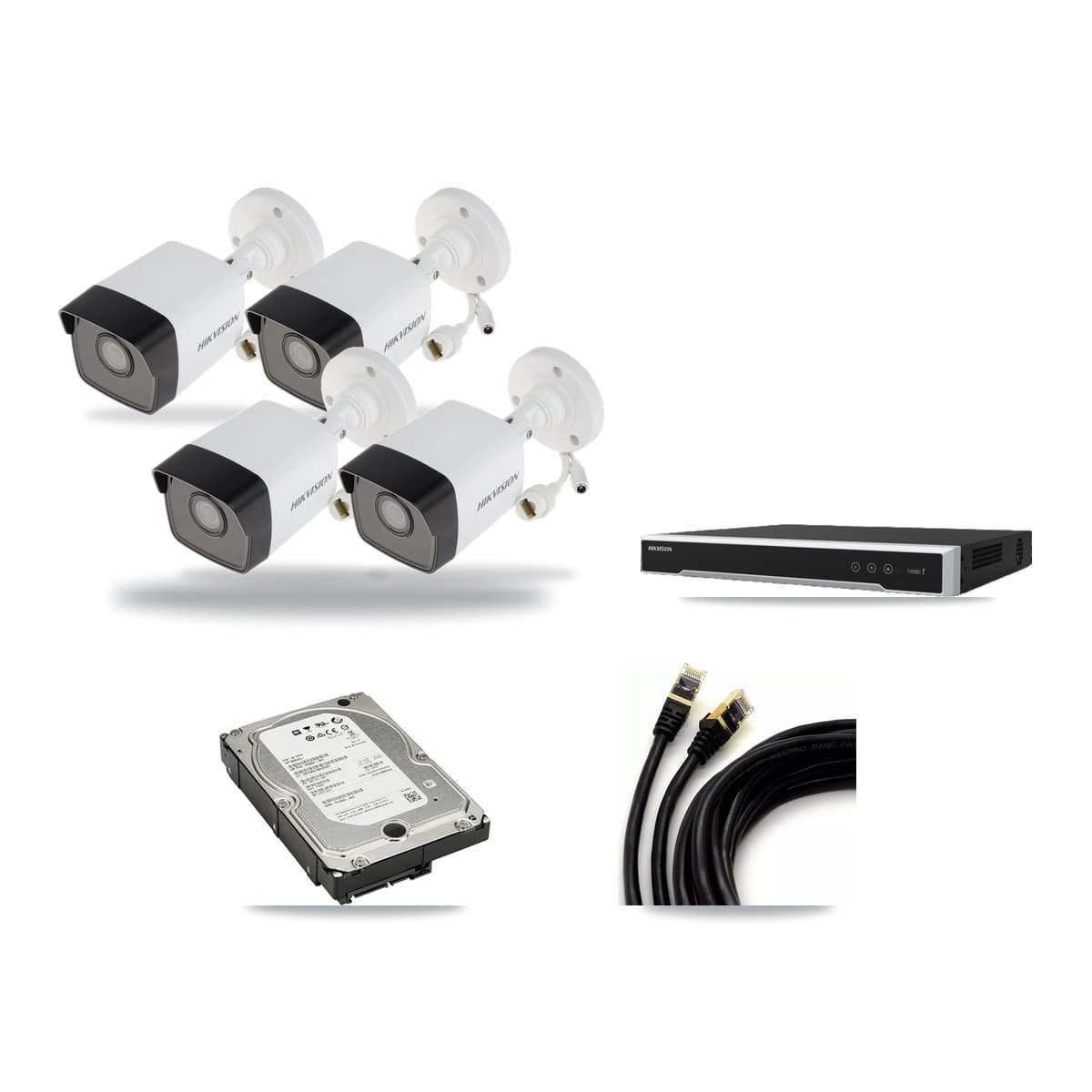 Hikvision 8-Channel 5MP CCTV Kit — 4 Bullet Cameras + 5TB Recording (DS-7608NI-M2 Recorder) - Image 1