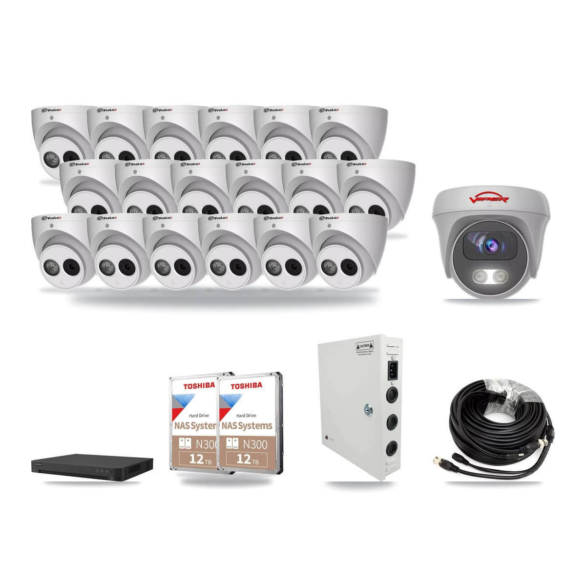 32-Channel 4MP – 5MP CCTV Kit — 18 4MP Turret + 1 5MP Cameras + 2× 12TB Recording - Image 1