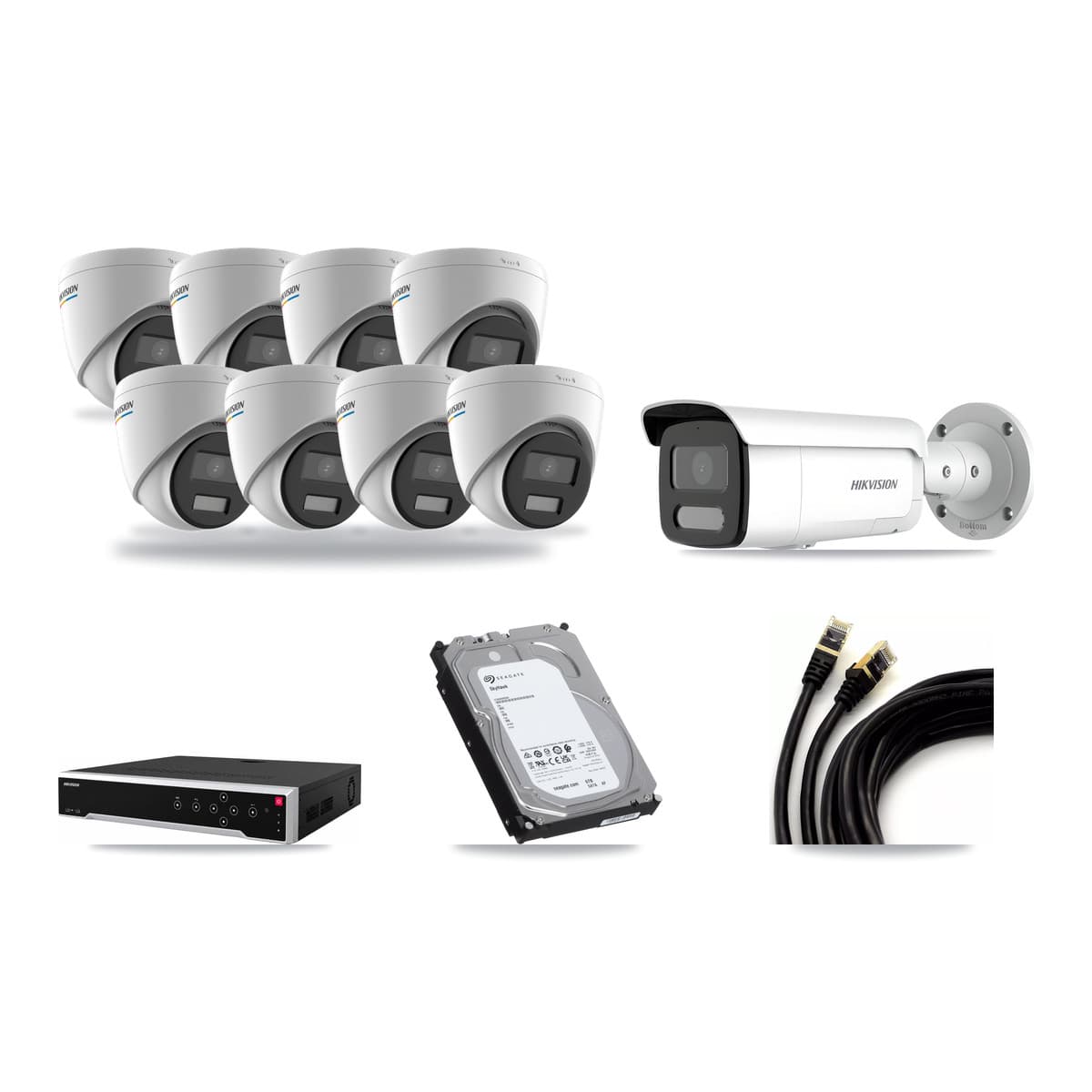Hikvision 32-Channel 2MP – 4MP CCTV Kit — 8 2MP Turret + 1 4MP Bullet Cameras + 6TB Recording - Image 1