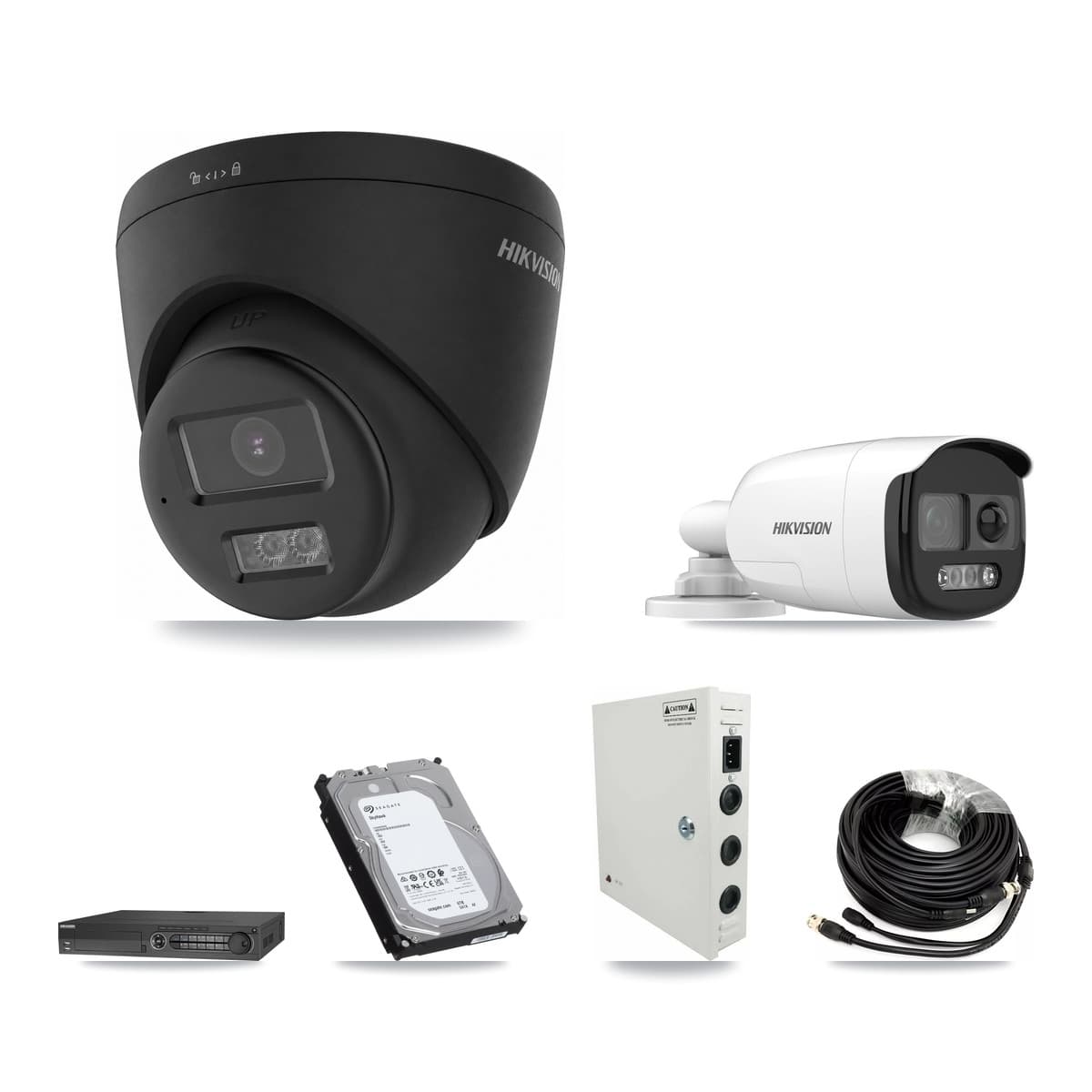 Hikvision 32-Channel 5MP – 4K CCTV Kit — 5 5MP Bullet + 10 Black 4K Turret Cameras + 3× 6TB Recording