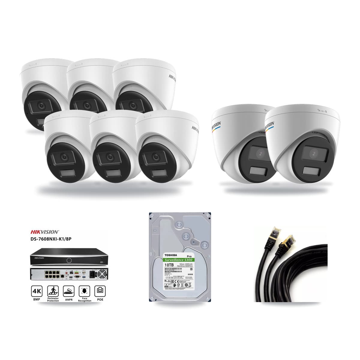 Hikvision 8-Channel 2MP – 4K CCTV Kit — 2 2MP + 6 4K Turret Cameras + 10TB Recording - Image 1