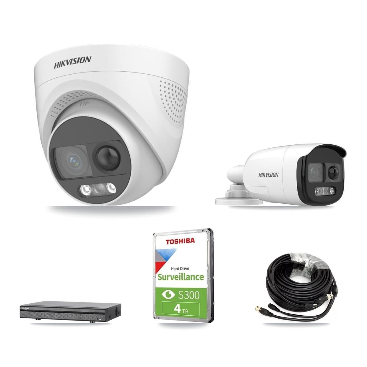 Hikvision & Dahua 8-Channel 5MP CCTV Kit — 1 DS-2CE12KF3T Bullet + 2 DS-2CE72KF3T Turret Cameras + 4TB Recording