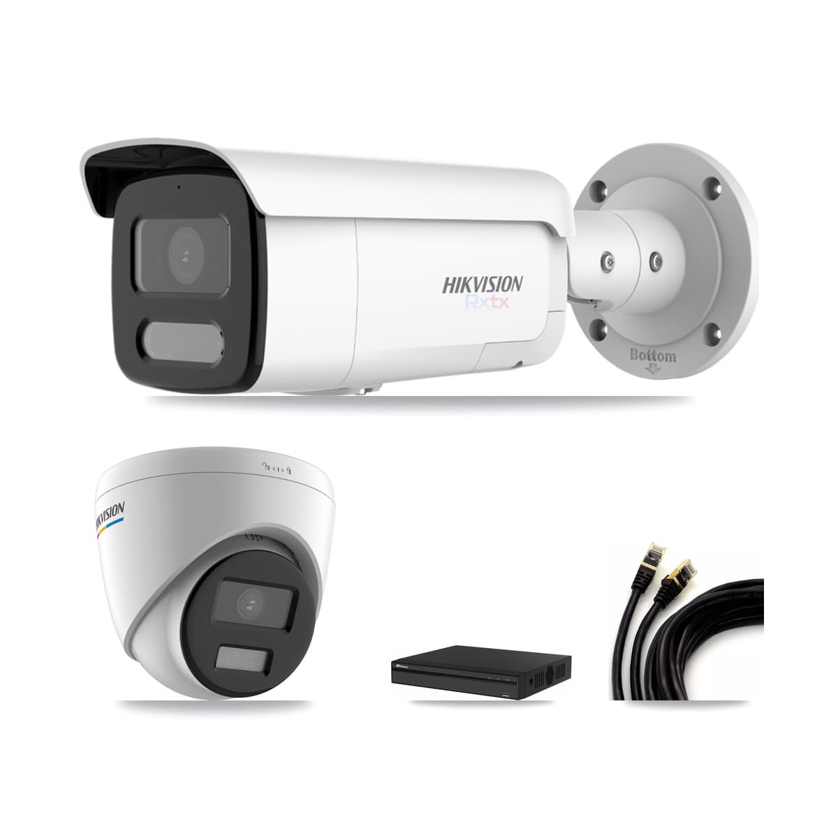 Hikvision & Prolux 4-Channel 2MP – 4K CCTV Kit — 1 2MP Turret + 3 4K Bullet Cameras + 8TB Recording
