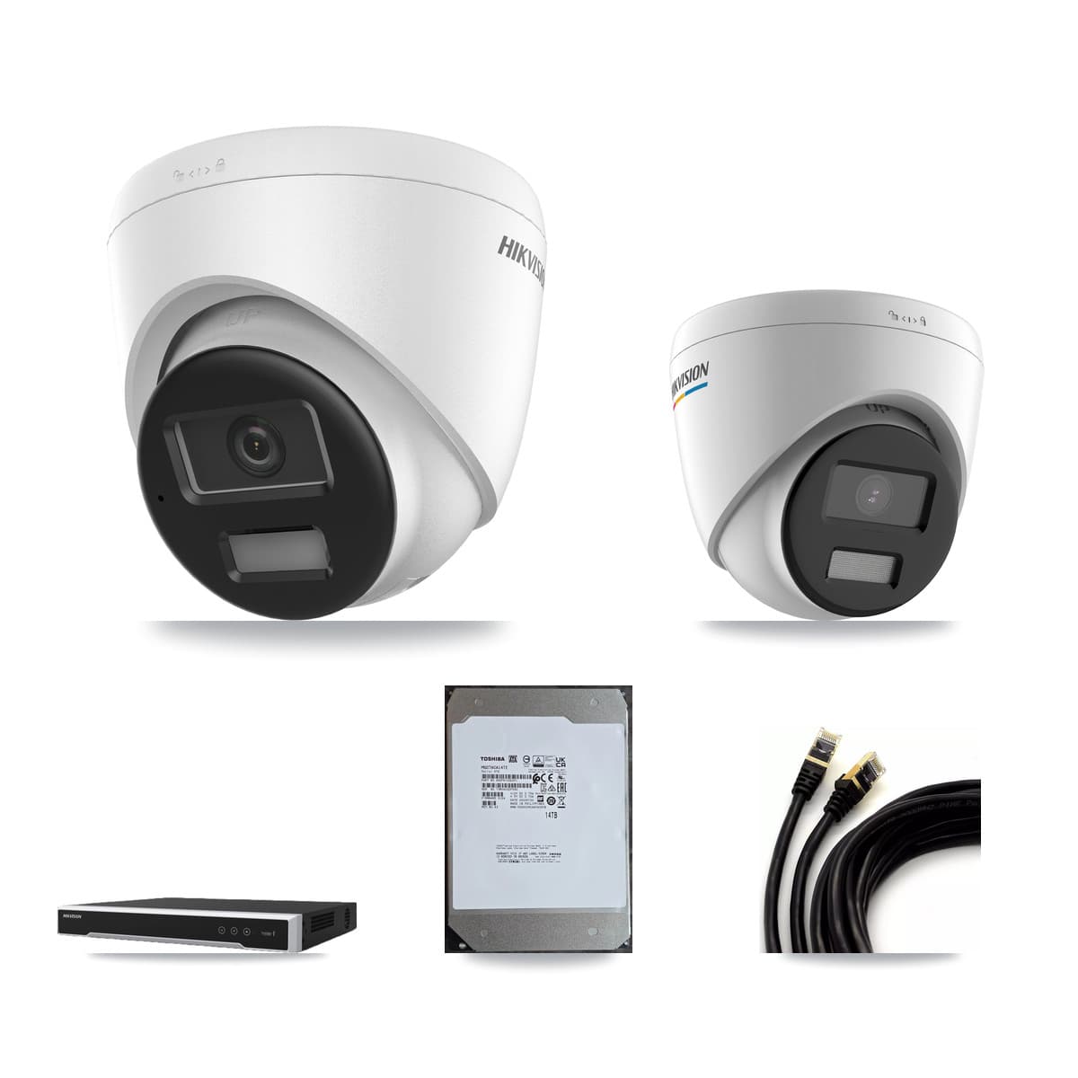 Hikvision 16-Channel 2MP – 4K CCTV Kit — 1 2MP + 11 4K Turret Cameras + 2× 14TB Recording (DS-7616NI-M2 Recorder)
