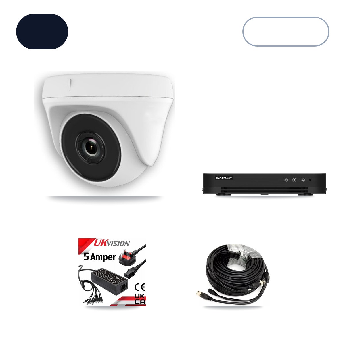 Hikvision DS-7208HGHI-M1 8-Channel DVR CCTV Kit — 6× HDT-2MP-N20W-2.8MM 2MP Cameras + 4TB HDD