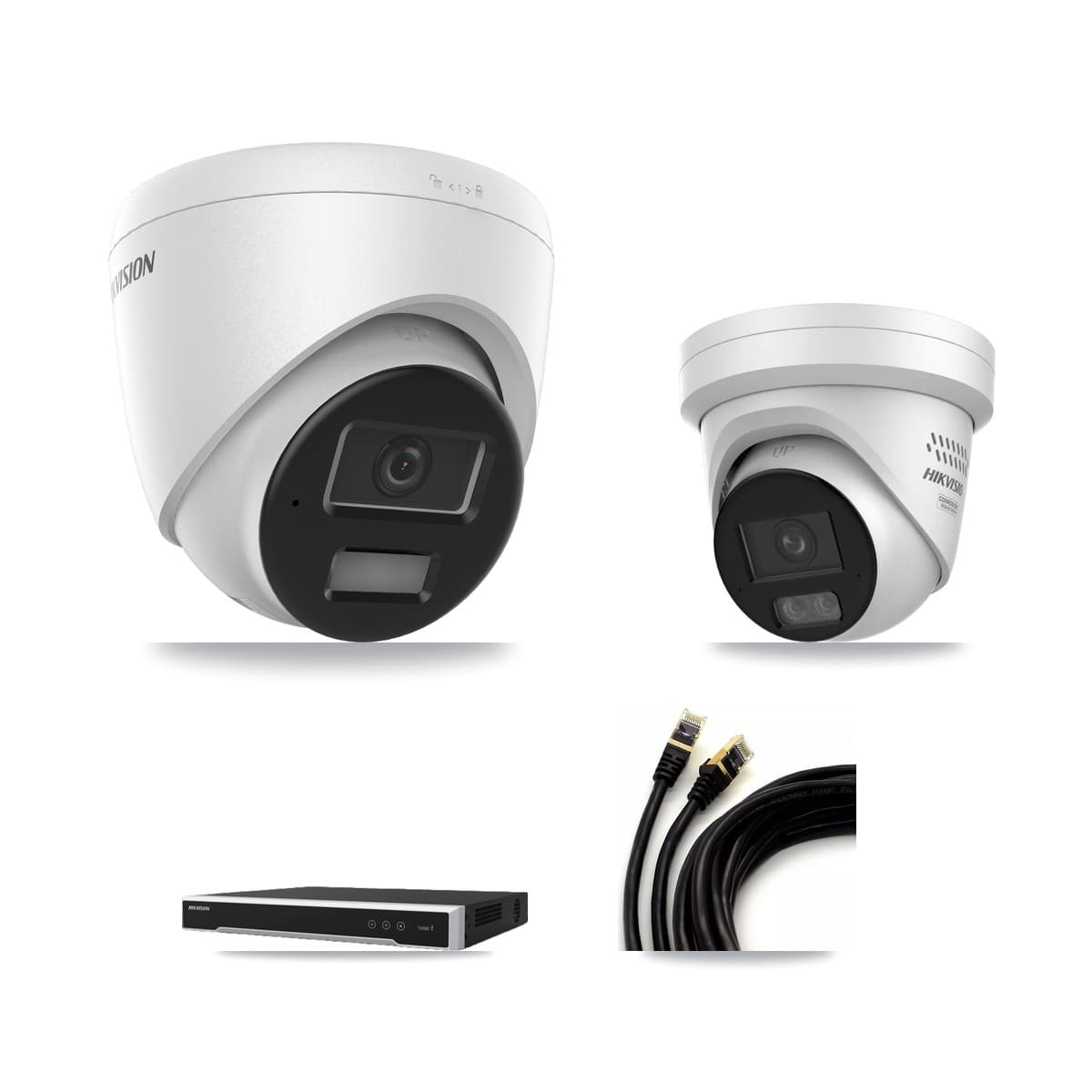 Hikvision 8-Channel 4MP CCTV Kit — 1 DS-2CD1343G2 + 1 DS-2CD2347G3 Turret Cameras + 3TB Recording (DS-7608NI-M2 Recorder)