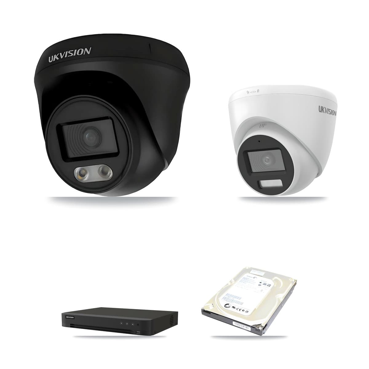 Hikvision iDS-7208HUHI-M1/XT 8-Channel DVR CCTV Kit — 2× UKVISION 4K Cameras + 500GB HDD