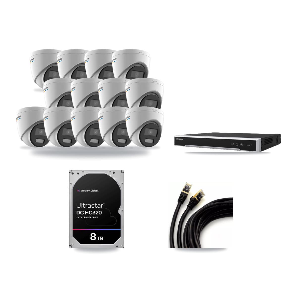 Hikvision 16-Channel 2MP CCTV Kit — 13 Turret Cameras + 8TB Recording (DS-7616NI-M2 Recorder) - Image 1