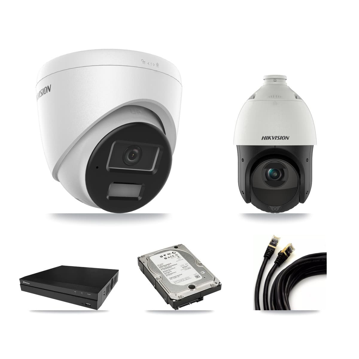 Hikvision & Prolux 8-Channel 4MP CCTV Kit — 3 Turret + 1 PTZ Cameras + 5TB Recording