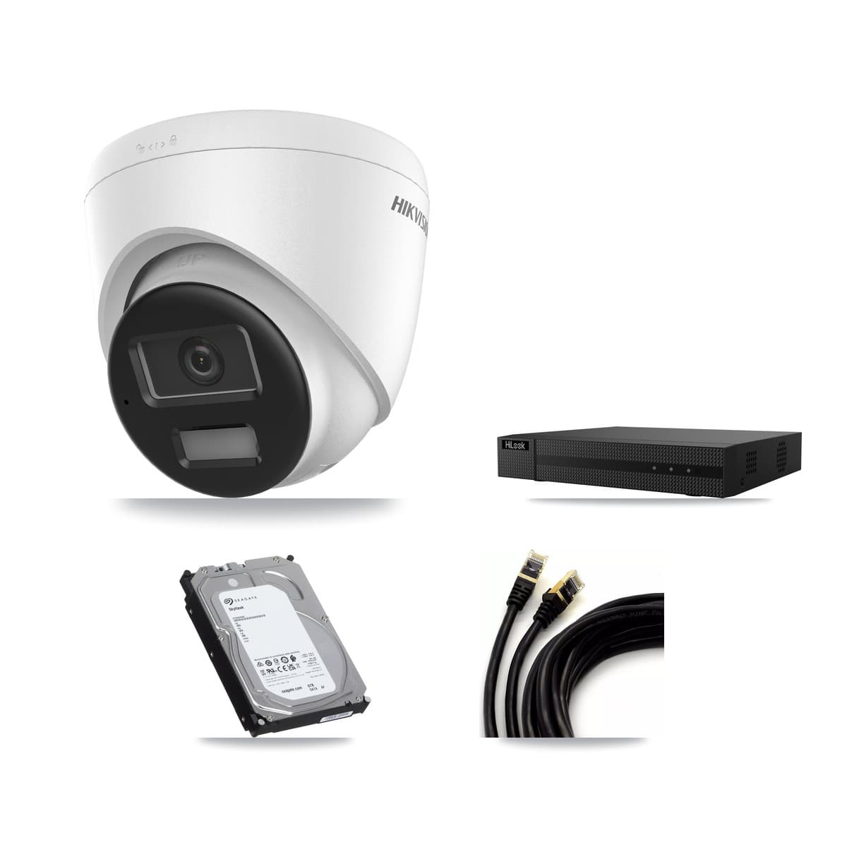 Hikvision & HiLook 8-Channel 4K CCTV Kit — 4 DS-2CD1383G2-LIU Turret Cameras + 6TB Recording (NVR-108MH-D/8P Recorder)