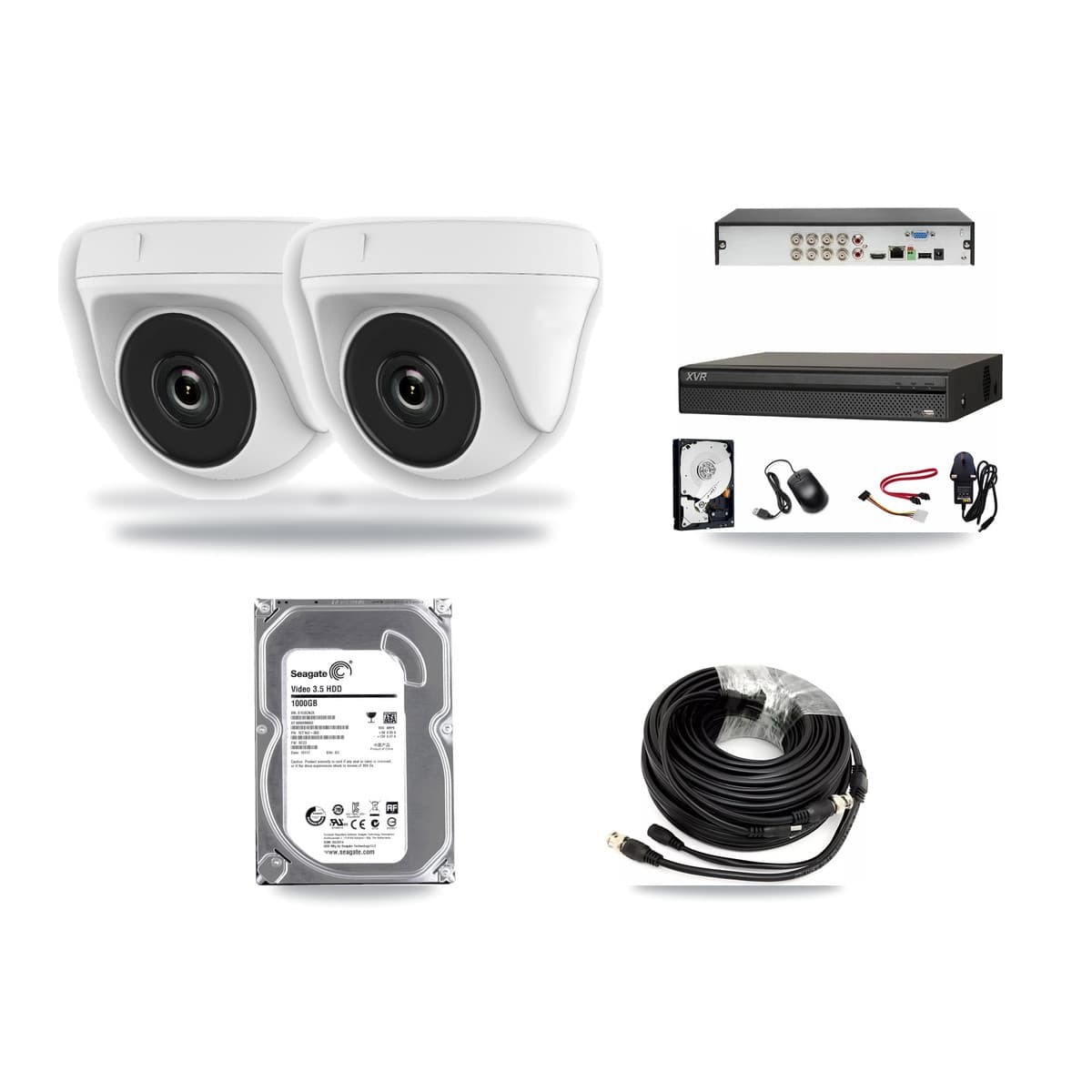 Dahua 8-Channel 2MP CCTV Kit — 2 White Dome Cameras + 1TB Recording (XVR-3108AD Recorder) - Image 1