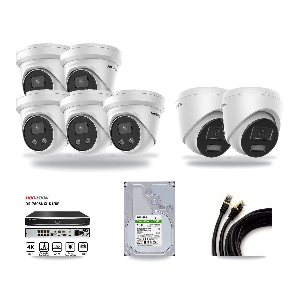 Hikvision 8-Channel 4MP – 5MP CCTV Kit — 2 4MP + 5 5MP Turret Cameras + 10TB Recording - Image 1