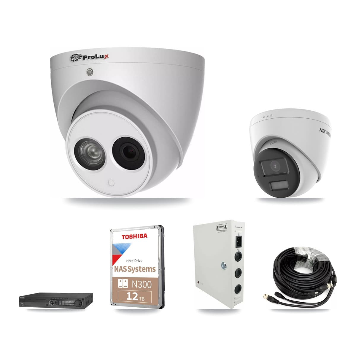Hikvision & Prolux 32-Channel 4MP – 4K CCTV Kit — 9 4K + 18 4MP Turret Cameras + 4× 12TB Recording - Image 1