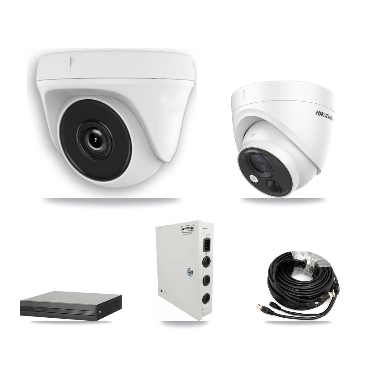 Hikvision 16-Channel 2MP – 5MP CCTV Kit — 1 DS-2CE71H0T 5MP Turret + 10 White HDT-2MP-N20W 2MP Dome Cameras + 8TB Recording - Image 1