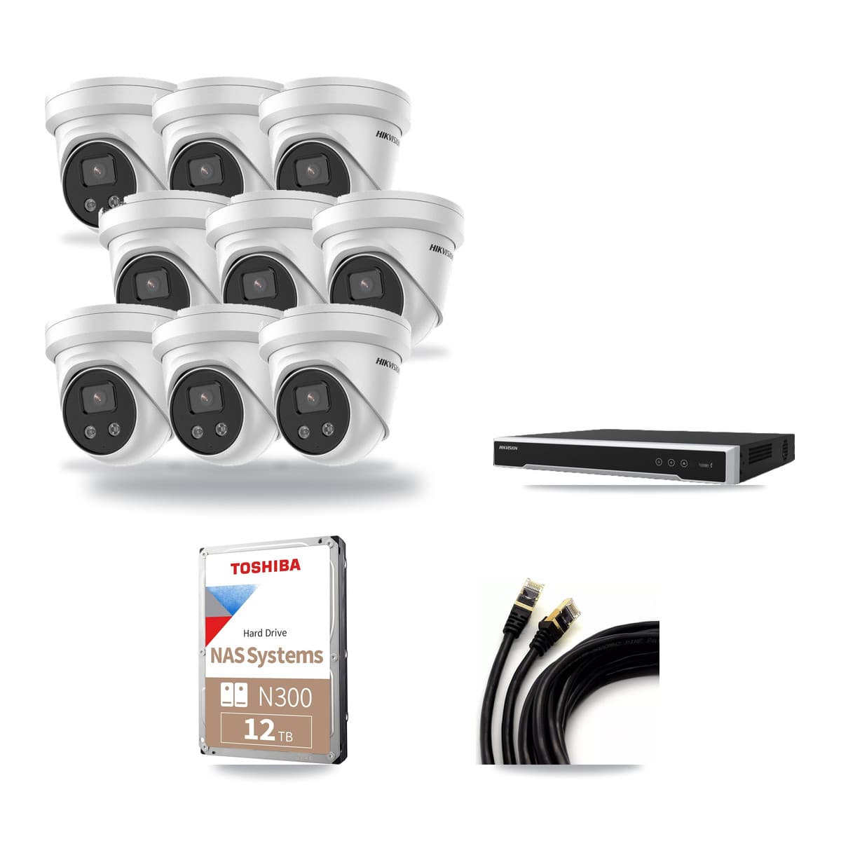 Hikvision 16-Channel 5MP CCTV Kit — 9 Turret Cameras + 12TB Recording (DS-7616NI-M2 Recorder) - Image 1