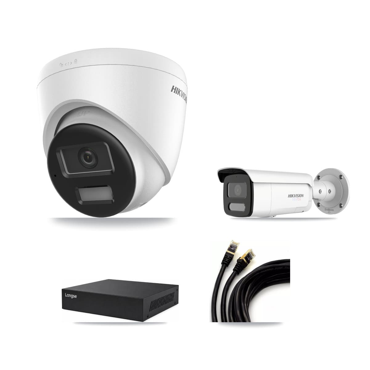 Hikvision & Longse 8-Channel 4K CCTV Kit — 2 Turret + 2 Bullet Cameras + 8TB Recording