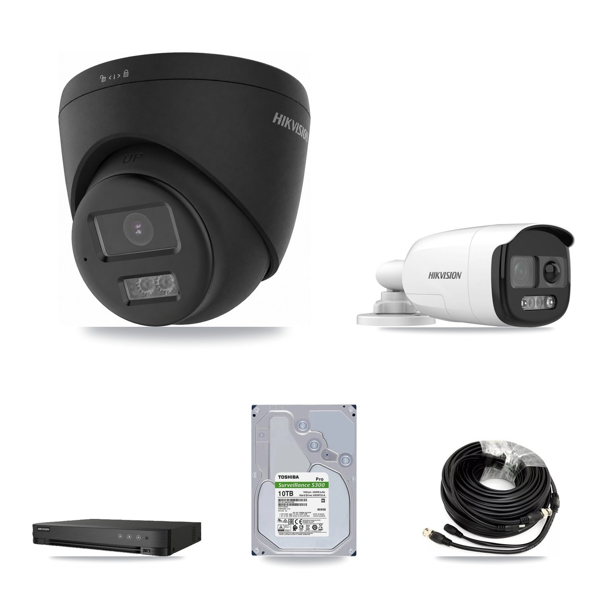 Hikvision 8-Channel 5MP – 4K CCTV Kit — 2 5MP Bullet + 4 Black 4K Turret Cameras + 10TB Recording
