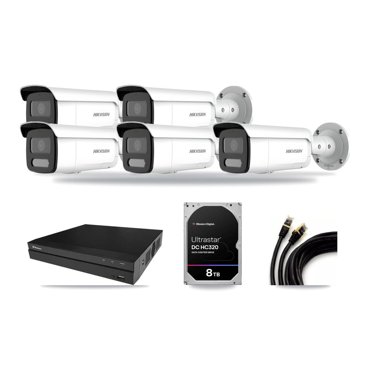 Hikvision & Prolux 8-Channel 4MP – 4K CCTV Kit — 4 4MP + 1 4K Bullet Cameras + 8TB Recording - Image 1