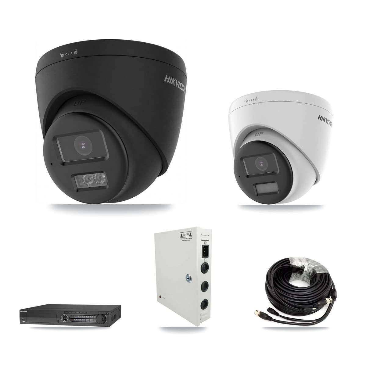 Hikvision 32-Channel 5MP – 4K CCTV Kit — 5 DS-2CE78K0T-LPTS 5MP + 10 Black DS-2CE78U0T-LTS-BLACK 4K Turret Cameras + 4× 8TB Recording (IDS-7332HUHI-M4/S Recorder)