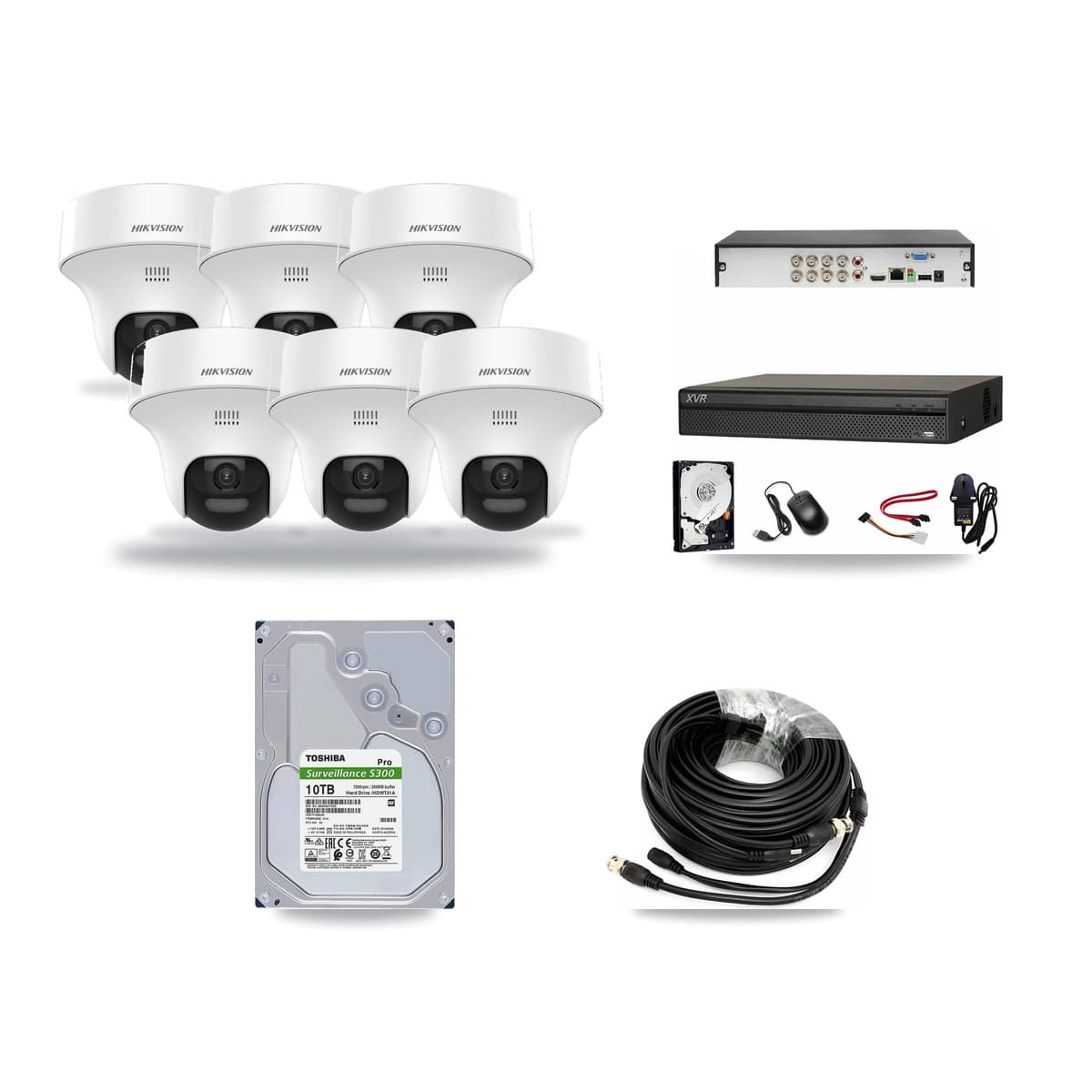 Hikvision & Dahua 8-Channel 5MP CCTV Kit — 6 DS-2CE70K0T Turret Cameras + 10TB Recording - Image 1