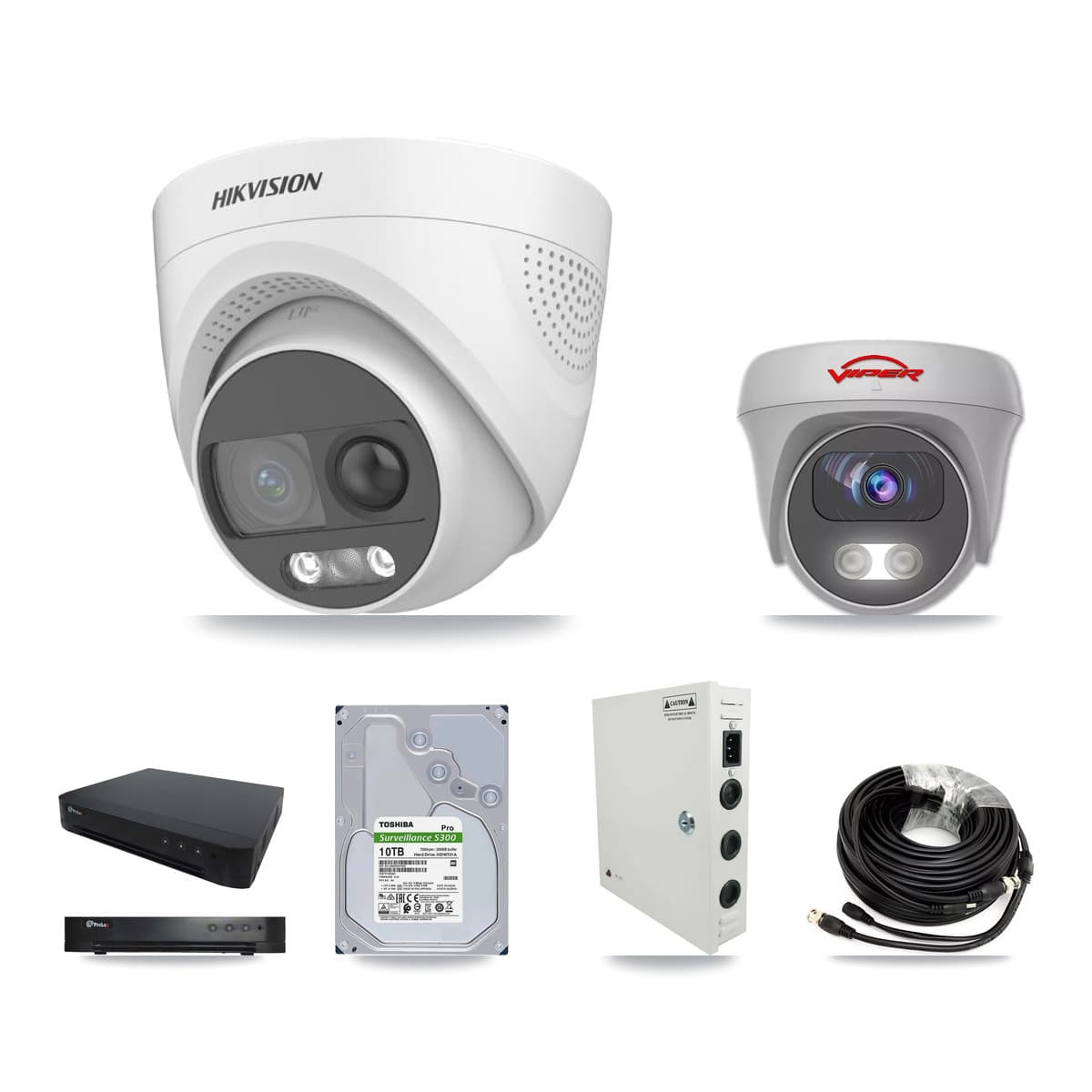 16-Channel 5MP CCTV Kit — 11 DS-2CE72KF3T Turret + 1 VIPER-5MP-3K Cameras + 10TB Recording