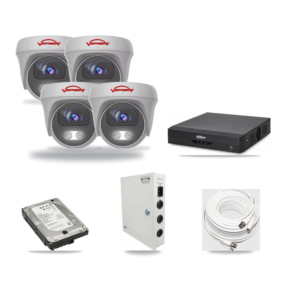 Viper & Dahua 4-Channel 5MP CCTV Kit — 4 Cameras + 5TB Recording - Image 1