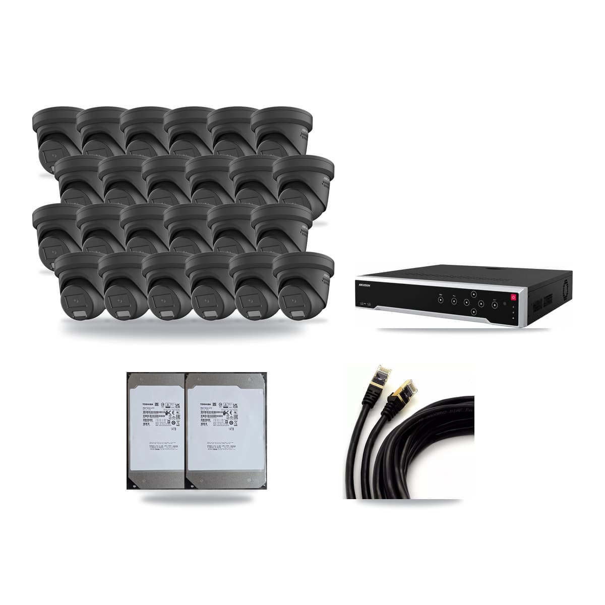 Hikvision 32-Channel 4MP CCTV Kit — 24 Turret Cameras + 2× 14TB Recording - Image 1