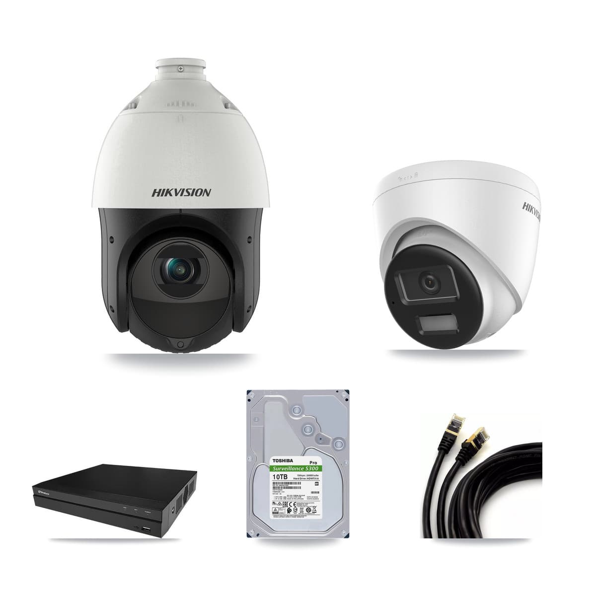 Hikvision & Prolux 8-Channel 4MP – 4K CCTV Kit — 2 4K Turret + 4 4MP PTZ Cameras + 10TB Recording - Image 1
