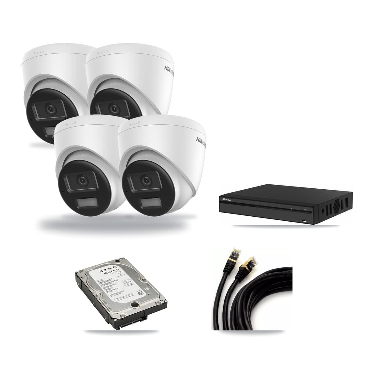 Hikvision & Prolux 4-Channel 4K CCTV Kit — 4 DS-2CD1383G2-LIU Turret Cameras + 5TB Recording (PXN-2104HS-4P-4K Recorder) - Image 1