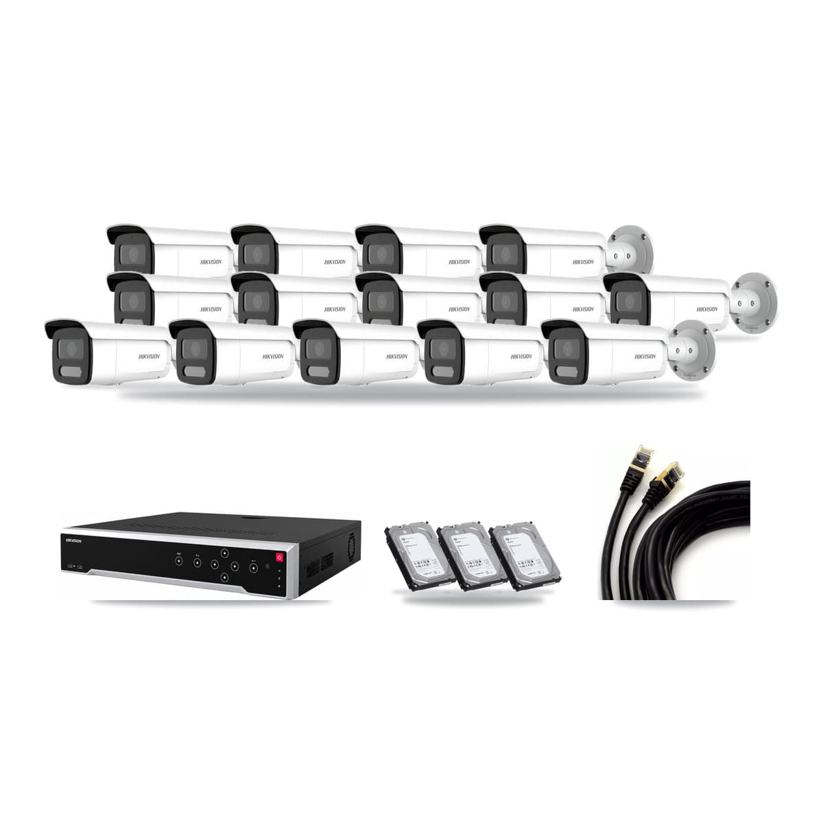 Hikvision 32-Channel 4MP CCTV Kit — 14 Bullet Cameras + 3× 6TB Recording - Image 1