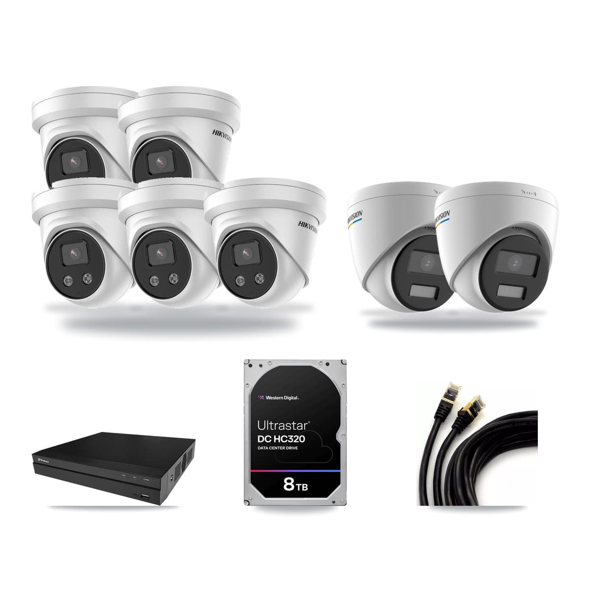 Hikvision & Prolux 8-Channel 2MP – 5MP CCTV Kit — 2 2MP + 5 5MP Turret Cameras + 8TB Recording - Image 1