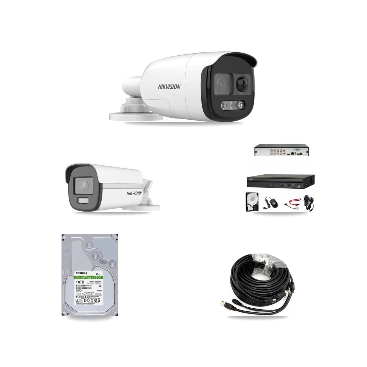 Hikvision & Dahua 8-Channel 5MP – 4K CCTV Kit — 7 5MP + 1 4K Bullet Cameras + 10TB Recording (XVR-3108AD Recorder)