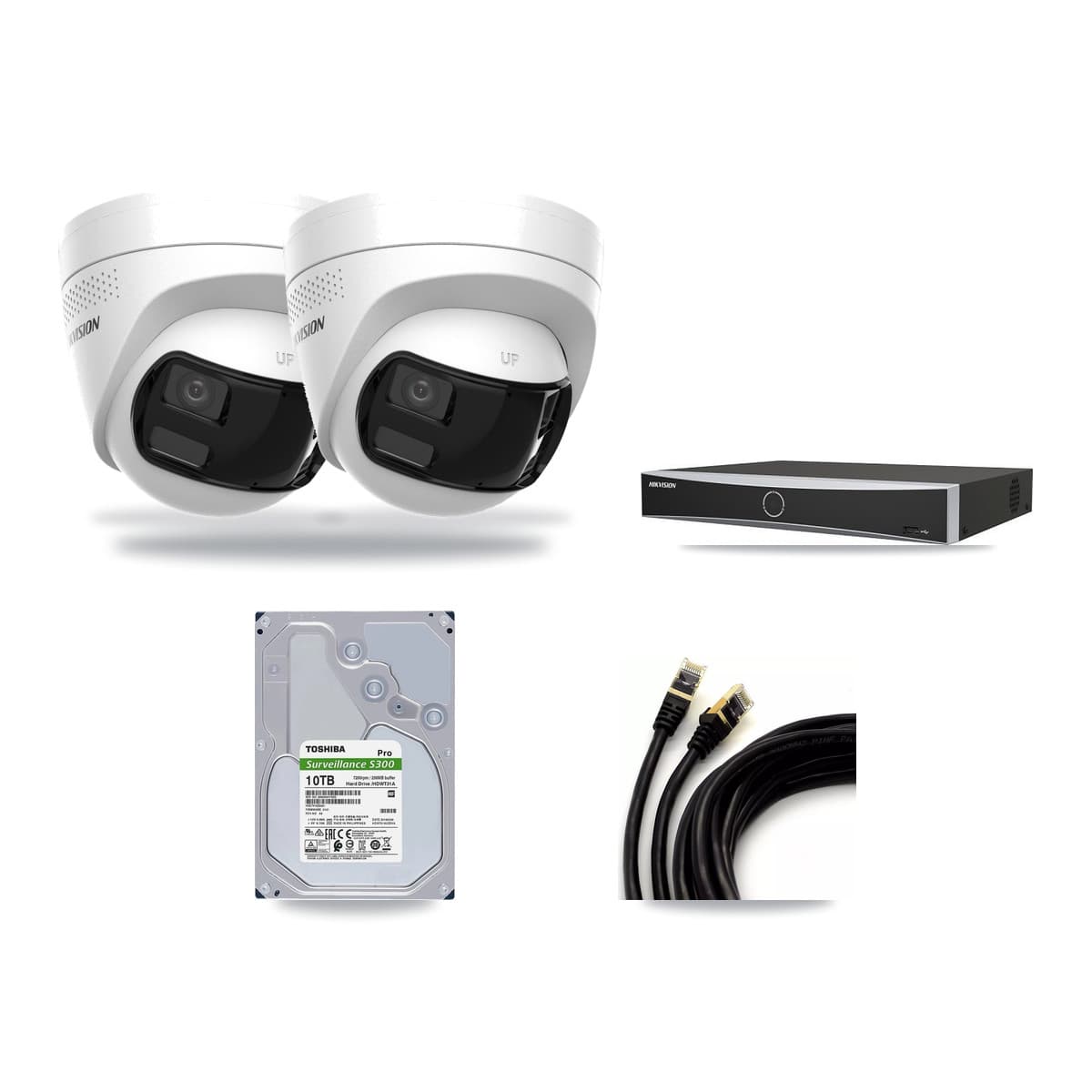Hikvision 4-Channel 4K CCTV Kit — 2 DS-2CD1383G2P Turret Cameras + 10TB Recording - Image 1