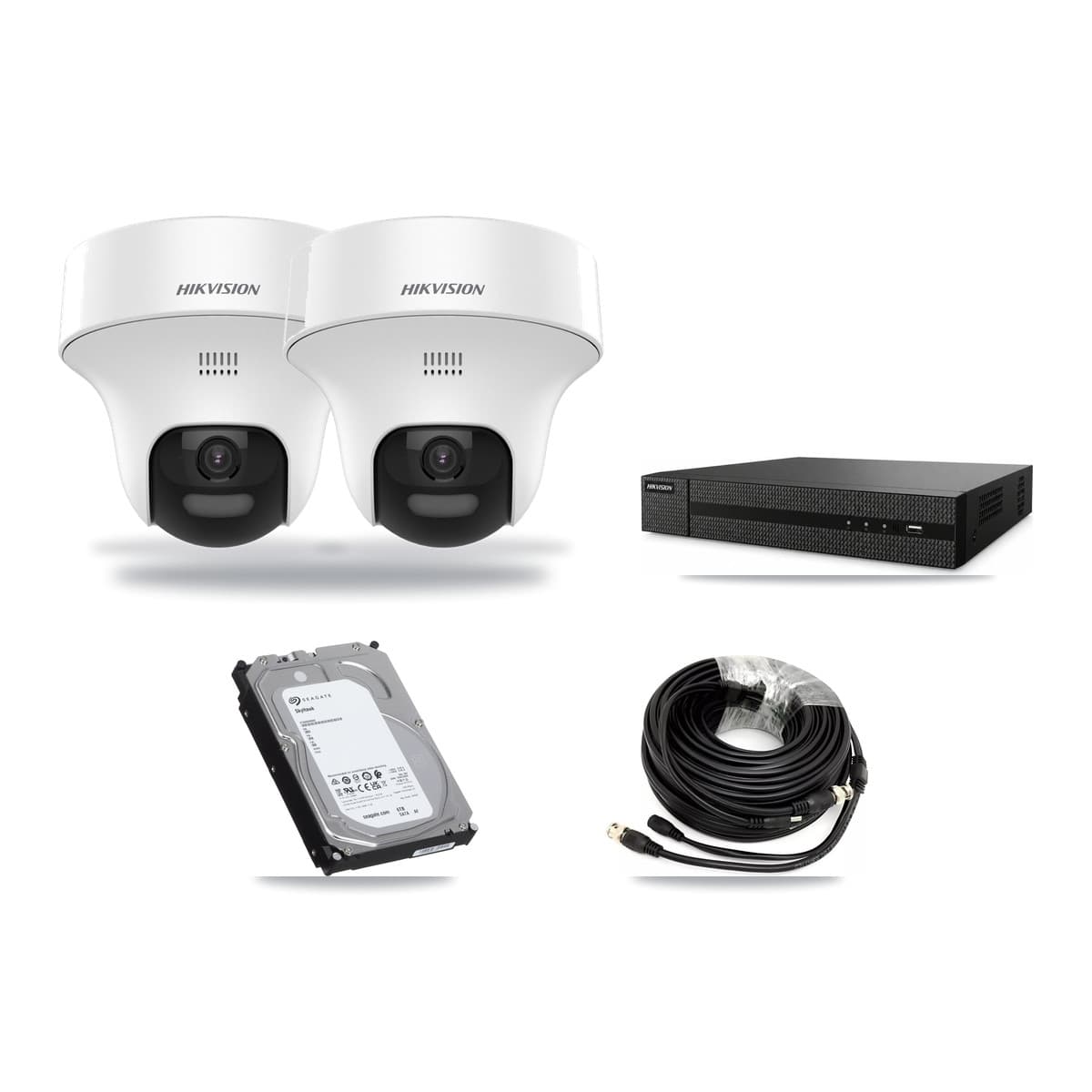 Hikvision 8-Channel 5MP CCTV Kit — 2 DS-2CE70K0T Turret Cameras + 6TB Recording (DVR-8CH Recorder) - Image 1