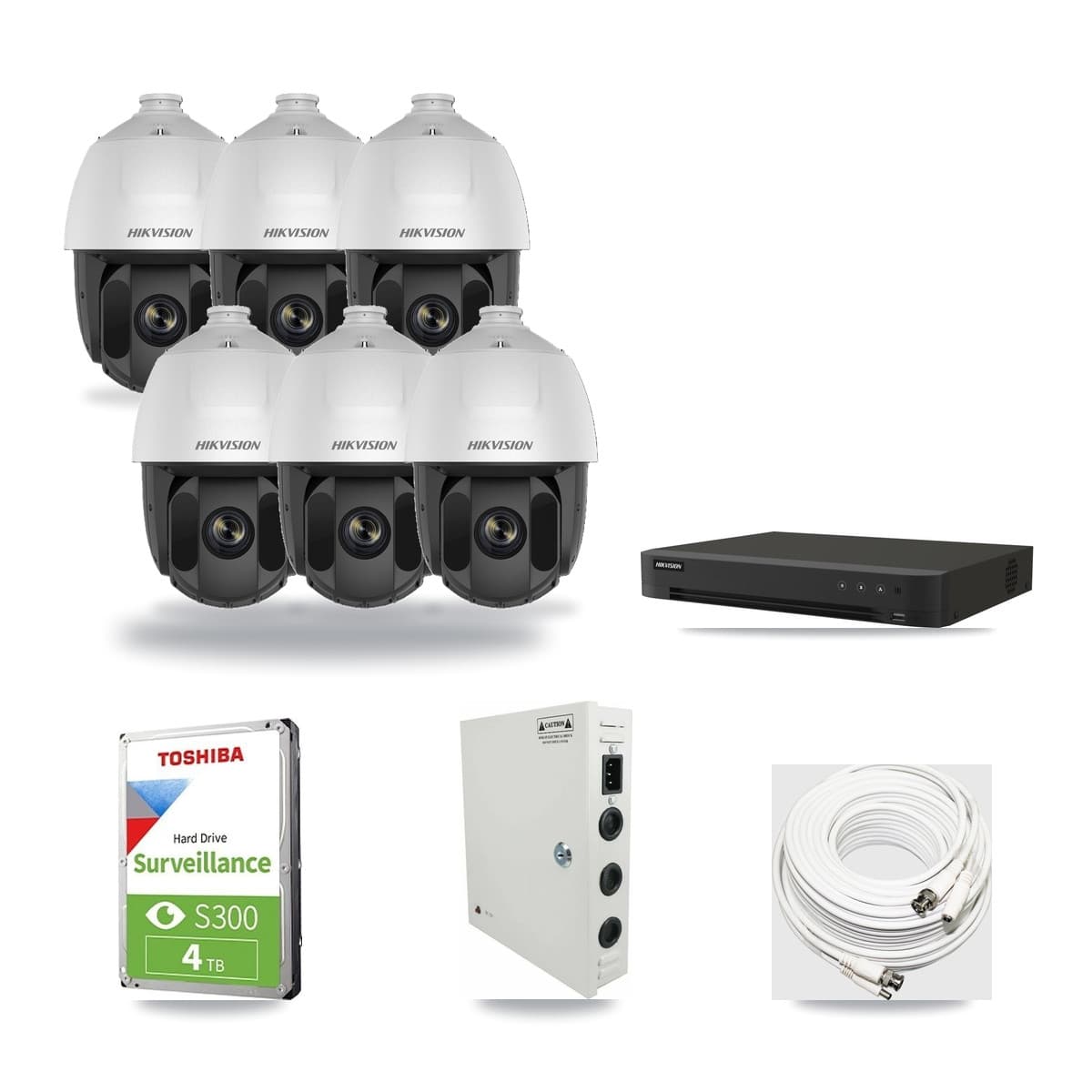 Hikvision 16-Channel 2MP CCTV Kit — 6 DS-2AE5225TI PTZ Cameras + 4TB Recording (IDS-7216HQHI Recorder) - Image 1
